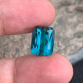 11.43 Carat Indicolite Tourmaline Gemstone from Afghanistan with Cushion Cut