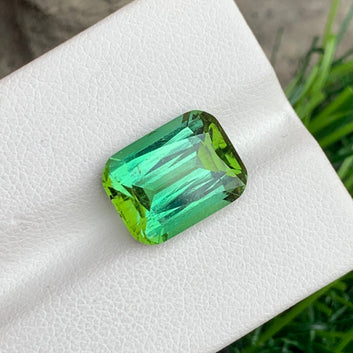 Bright Forest Green Tourmaline – 6.95 Carats | Cushion Cut | Natural & Untreated | SI Clarity | Afghan Origin | Healing Crystal & Collector's Gemstone