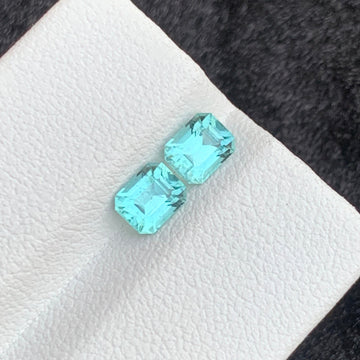1.35 Carats Greenish Seafoam Tourmaline Pair, Emerald Shape from Afghanistan