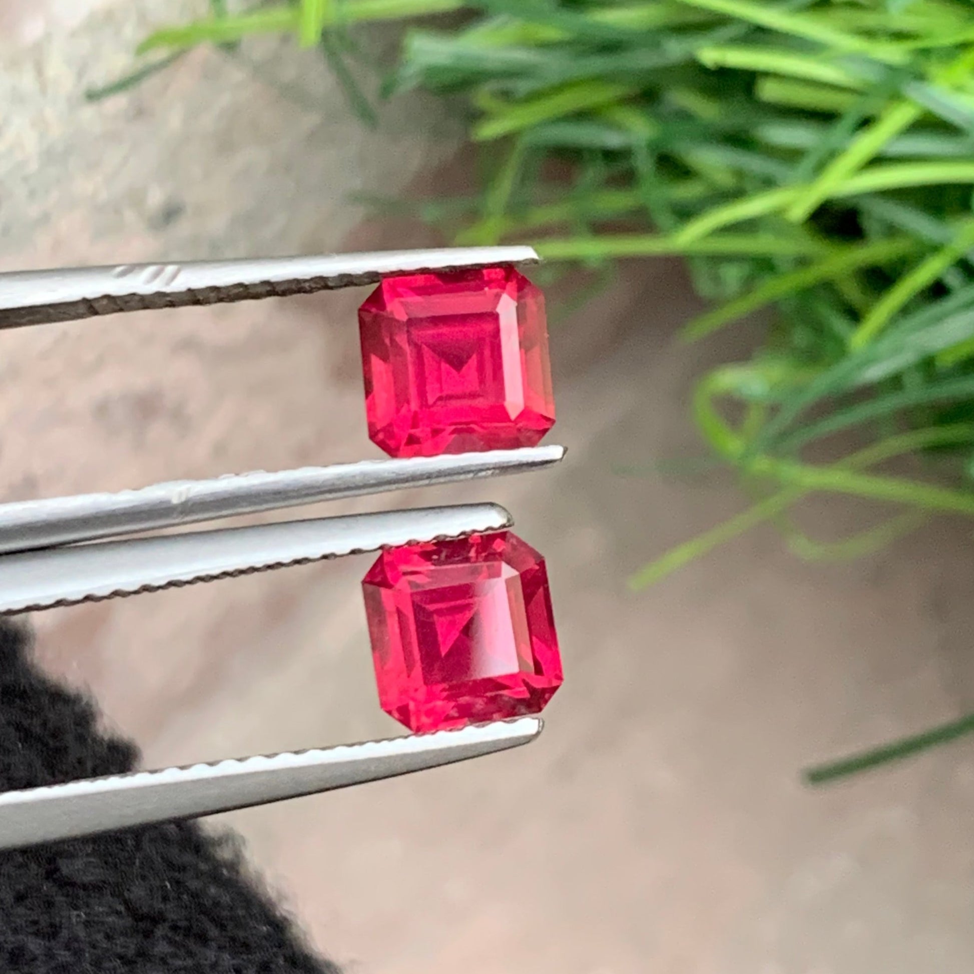 pinkish red garnet pair