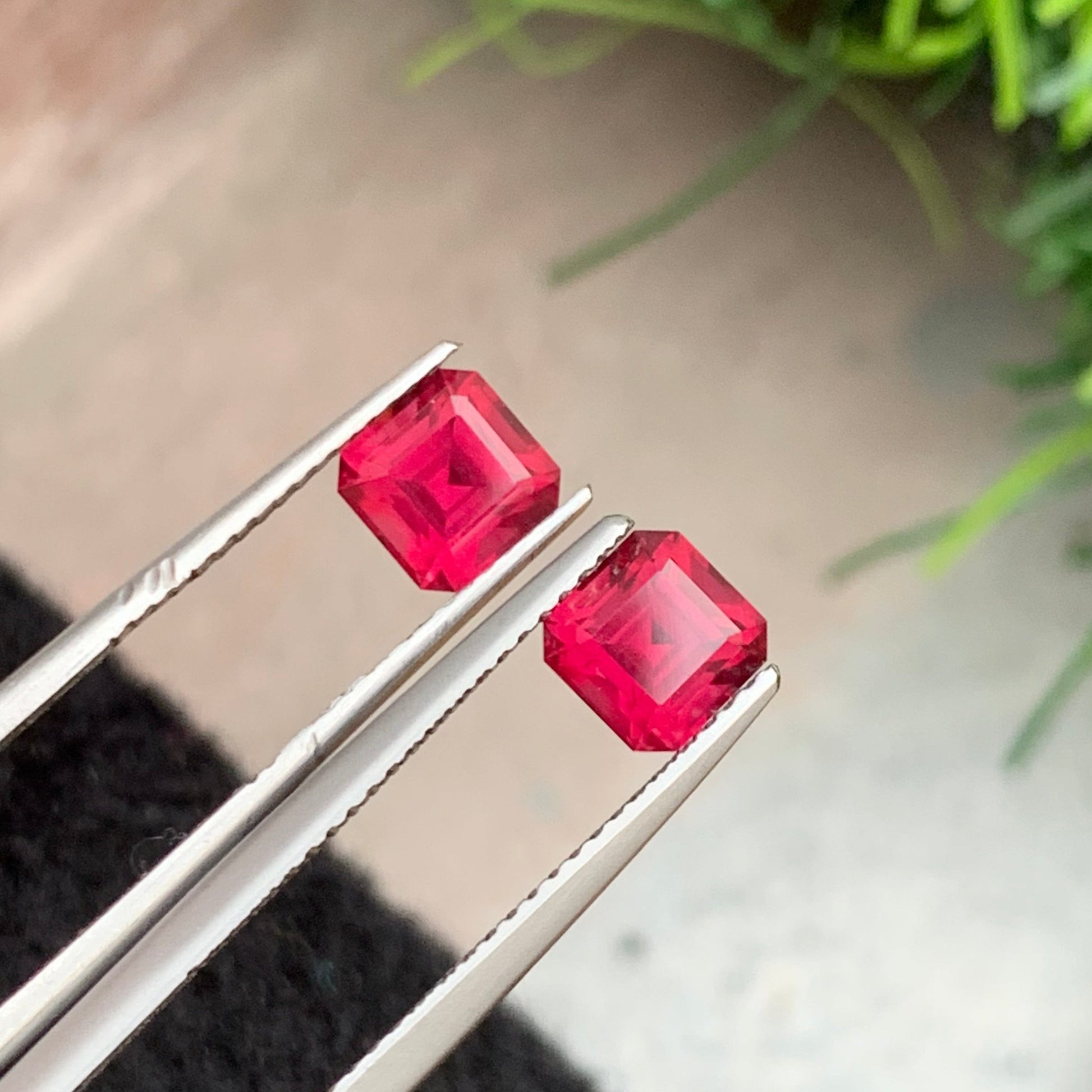 Loose pink garnet pair