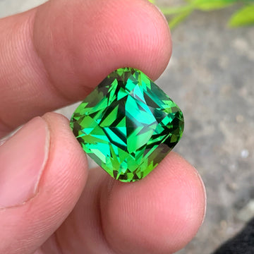 21.16 Carats Attractive Bluish Green Tourmaline with Cushion shape from Afghanistan