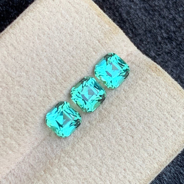 Apple Green Tourmaline Ring Set – Cushion Cut, 1.80 Carats from Afghanistan