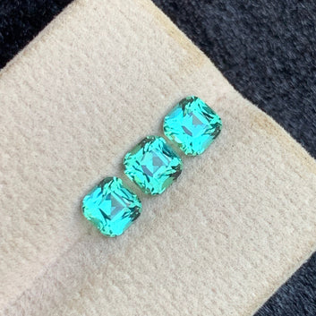Apple Green Tourmaline Ring Set – Cushion Cut, 1.80 Carats from Afghanistan