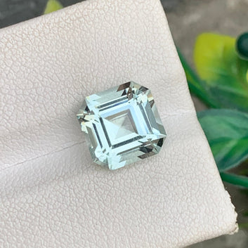 3.75 Carats Loose Aquamarine Gemstone, Natural Aquamarine Asscher Shape