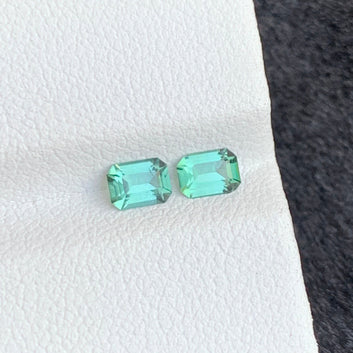 0.60 Carat Mint Green Tourmaline Pair with Emerald Cut, Mint Green Earrings Pair