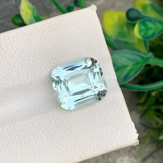 5.55 Carats Faceted Aquamarine Gemstone, Gorgeous Aquamarine Cushion Shape