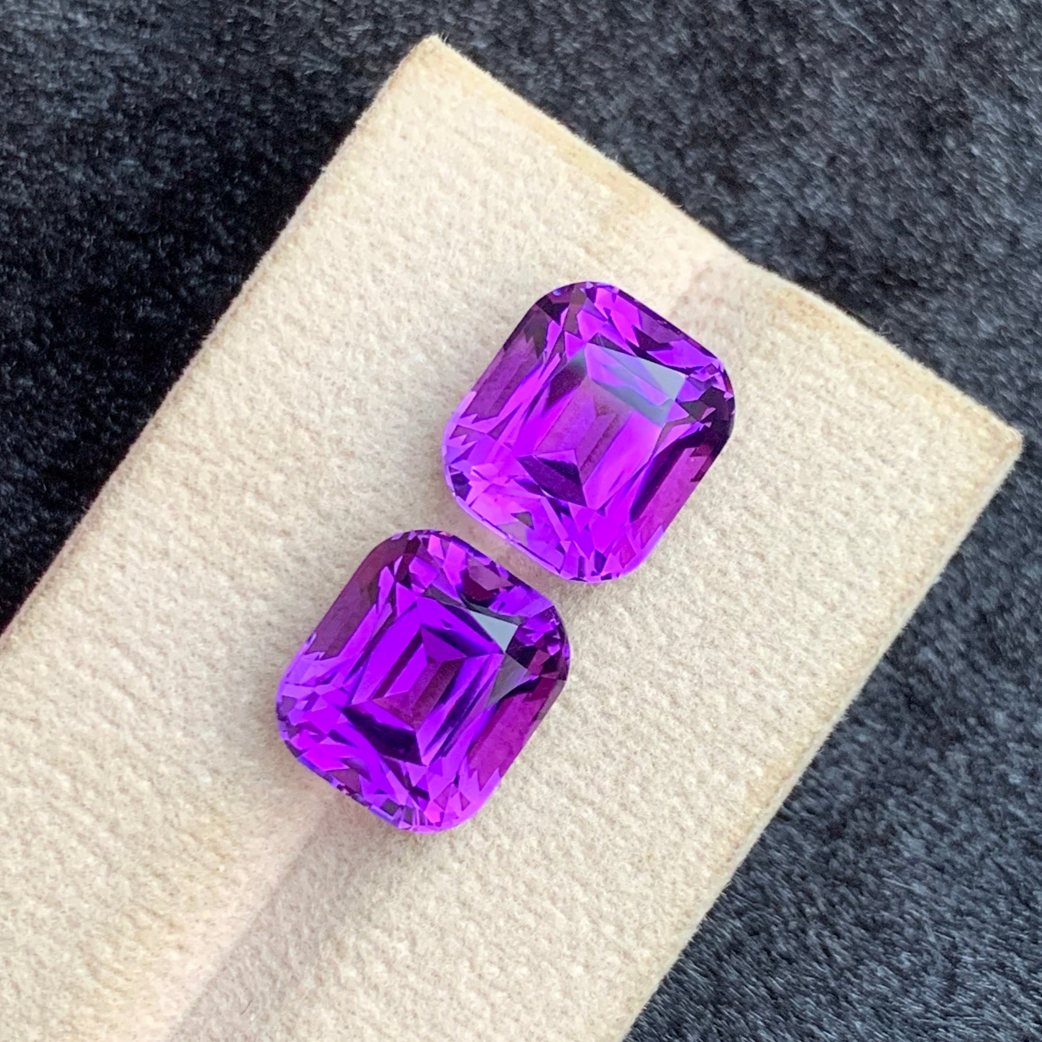 12.75 Carats Pink Purple Amethyst Pair with Cushion Shape, Purple Earring Pair