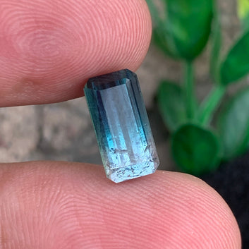 4.01 Carats Natural Bicolor Tourmaline Gemstone, Soft Bicolor Tourmaline with Emerald Cut
