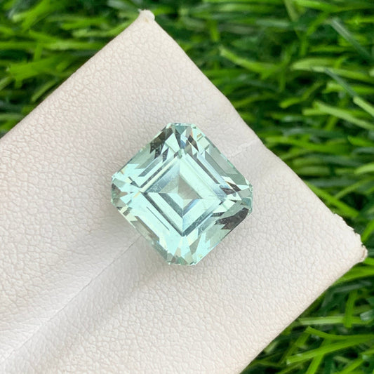 8.45 Carats Natural Aquamarine Gemstone, Cut Aquamarine Asscher Shape