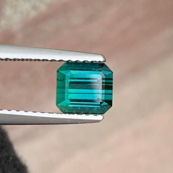 1.35 Carats Hot Bluish Green Tourmaline Gemstone, Emerald Cut