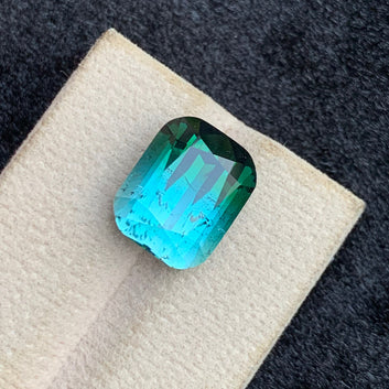 10.70 Carats Natural Bicolor Tourmaline Gemstone, Cushion Cut from Afghanistan