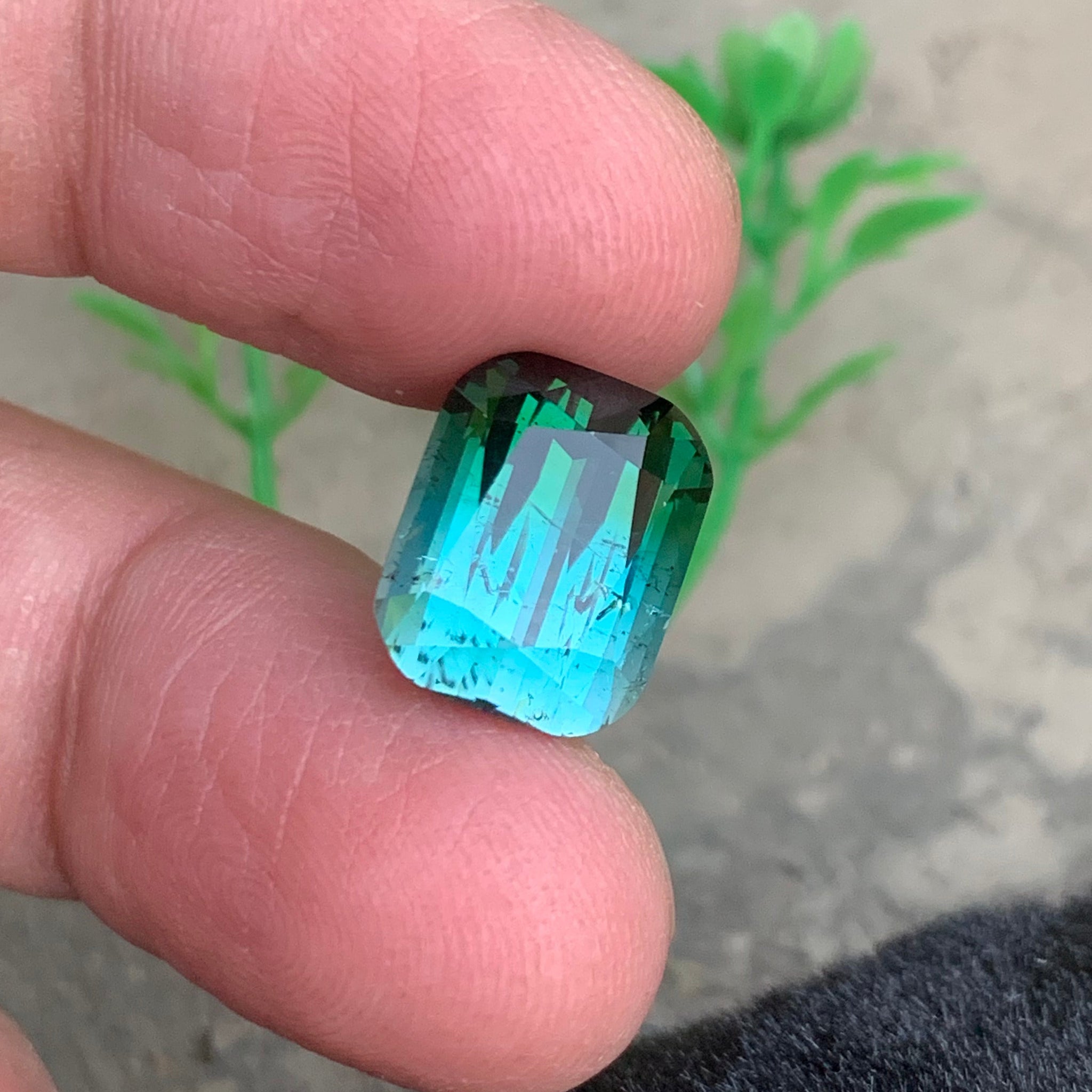 10.70 Carats Natural Bicolor Tourmaline Gemstone, Cushion Cut from Afghanistan