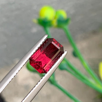 1.75 Carats Loose Red Garnet, Rhodolite Garnet Gemstone in Emerald Shape