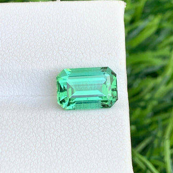 3.25 Natural Mint Green Tourmaline, Stone for Wedding Ring Emerald Cut