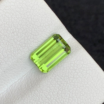 Beautiful Green Peridot Gemstone, Emerald Cut 2.05 Carats