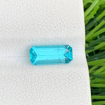 1.55 Carats Neon Blue Apatite Gemstone, Natural Paraiba Apatite Emerald Cut