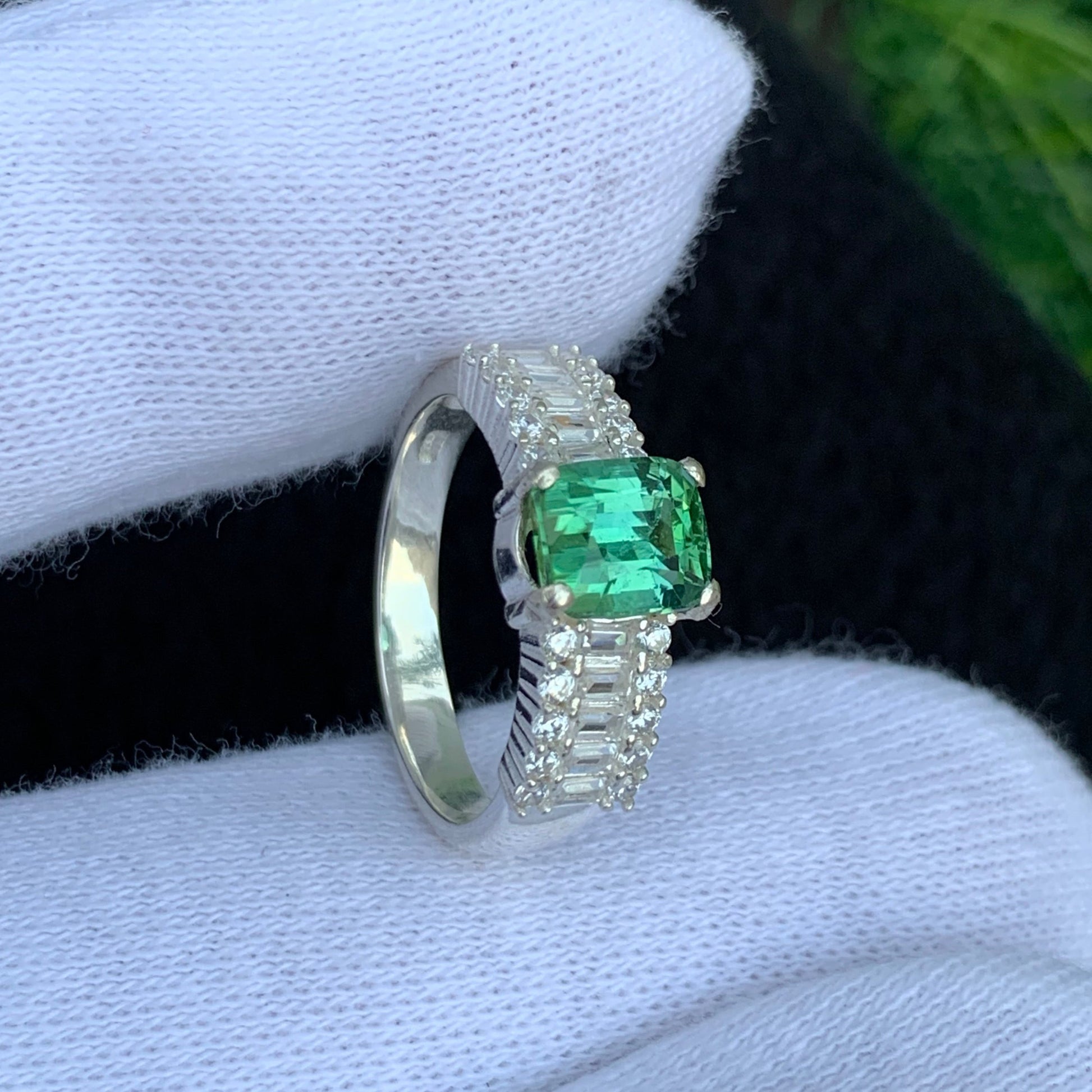 Bluish Green Tourmaline Ring