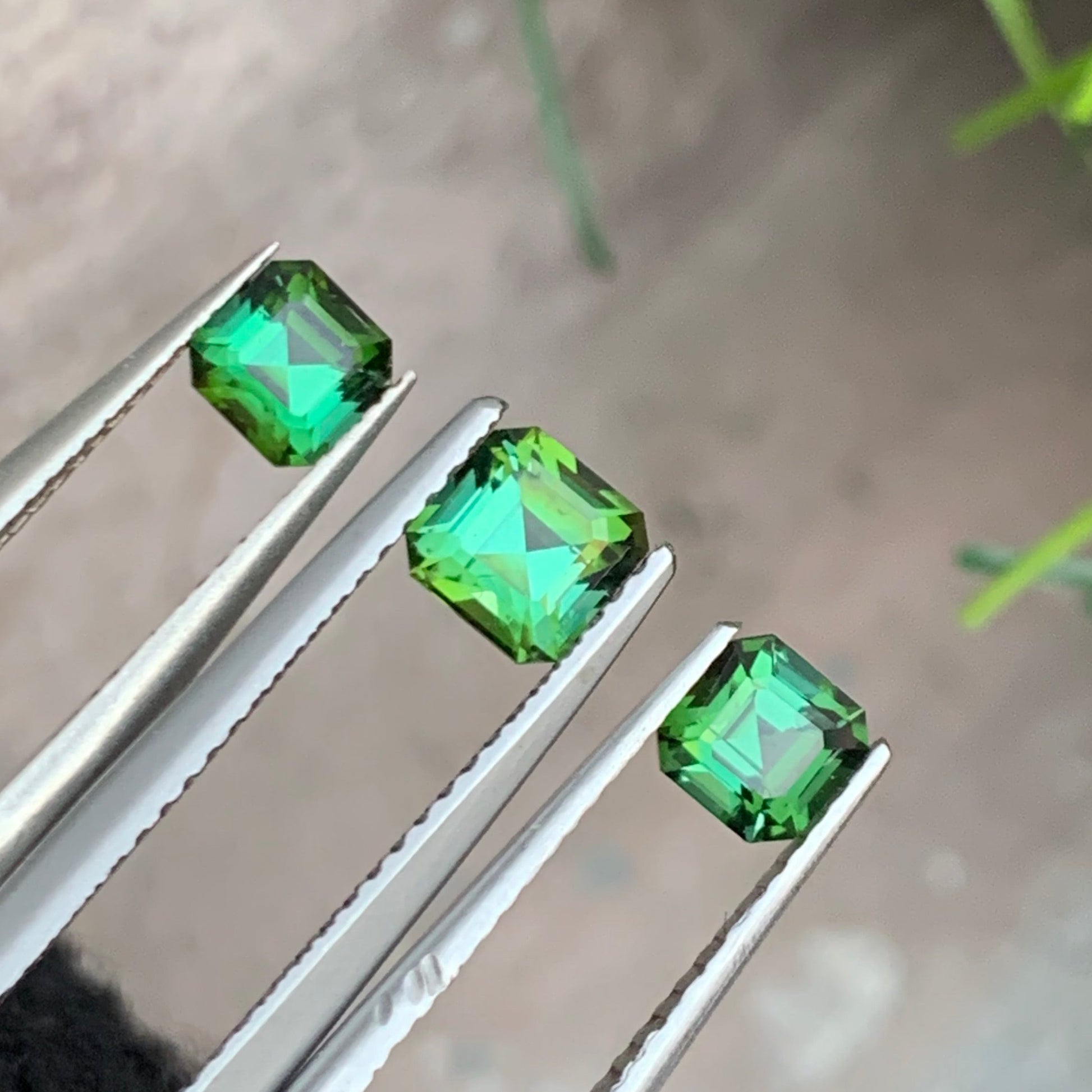 Bluish green Tourmaline ring set