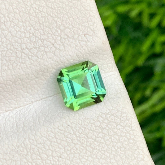 0.95 Carats Bluish Green Tourmaline, Loose Green Gemstone Asscher Cut