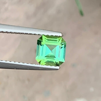 0.95 Carats Bluish Green Tourmaline, Loose Green Gemstone Asscher Cut