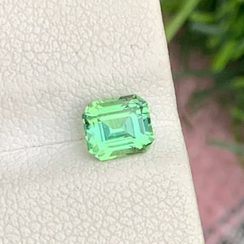 0.75 Carats Loose Mint Green Tourmaline Gemstone, Emerald Cut