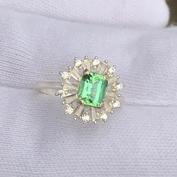 Natural Tourmaline Stone Ring, Green Tourmaline Silver (Chandi) Ring