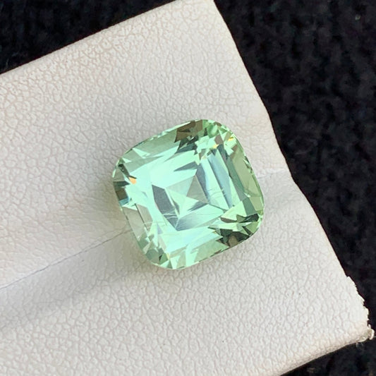 8.35 Carats Apple Green Tourmaline, Mint Green Tourmaline in Cushion Shape