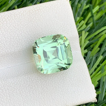 8.35 Carats Apple Green Tourmaline, Mint Green Tourmaline in Cushion Shape