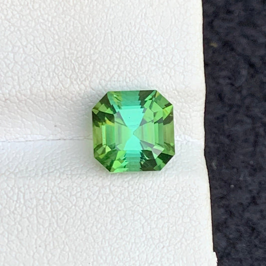 2.70 Carats Bluish Green Tourmaline, Loose Green Gemstone Asscher Cut