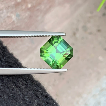 2.70 Carats Bluish Green Tourmaline, Loose Green Gemstone Asscher Cut