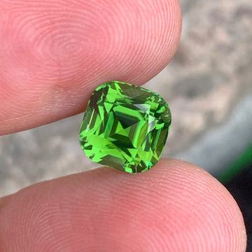 4.20 Carats Natural Vivid Yellowish Green Tourmaline Cushion Cut – Gemstone from Afghanistan