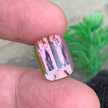 10.05 Carats Natural Bicolor Tourmaline Gemstone with Cushion Cut