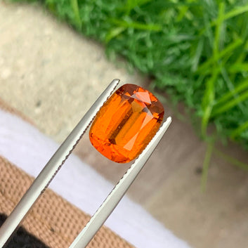 4.30 Carats Loose Hessonite Garnet, Orange Garnet Cushion Cut