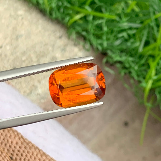 4.30 Carats Loose Hessonite Garnet, Orange Garnet Cushion Cut