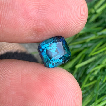 Natural Ink Blue Tourmaline Gemstone, Cushion Cut 3.15 Carats