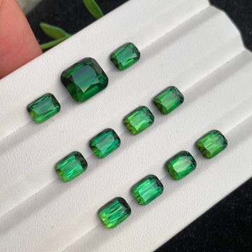 25.98 Carats Natural Green Tourmaline Set for Jewelry, Cushion Cut from Afghanistan