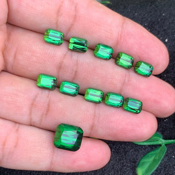 25.98 Carats Natural Green Tourmaline Set for Jewelry, Cushion Cut from Afghanistan