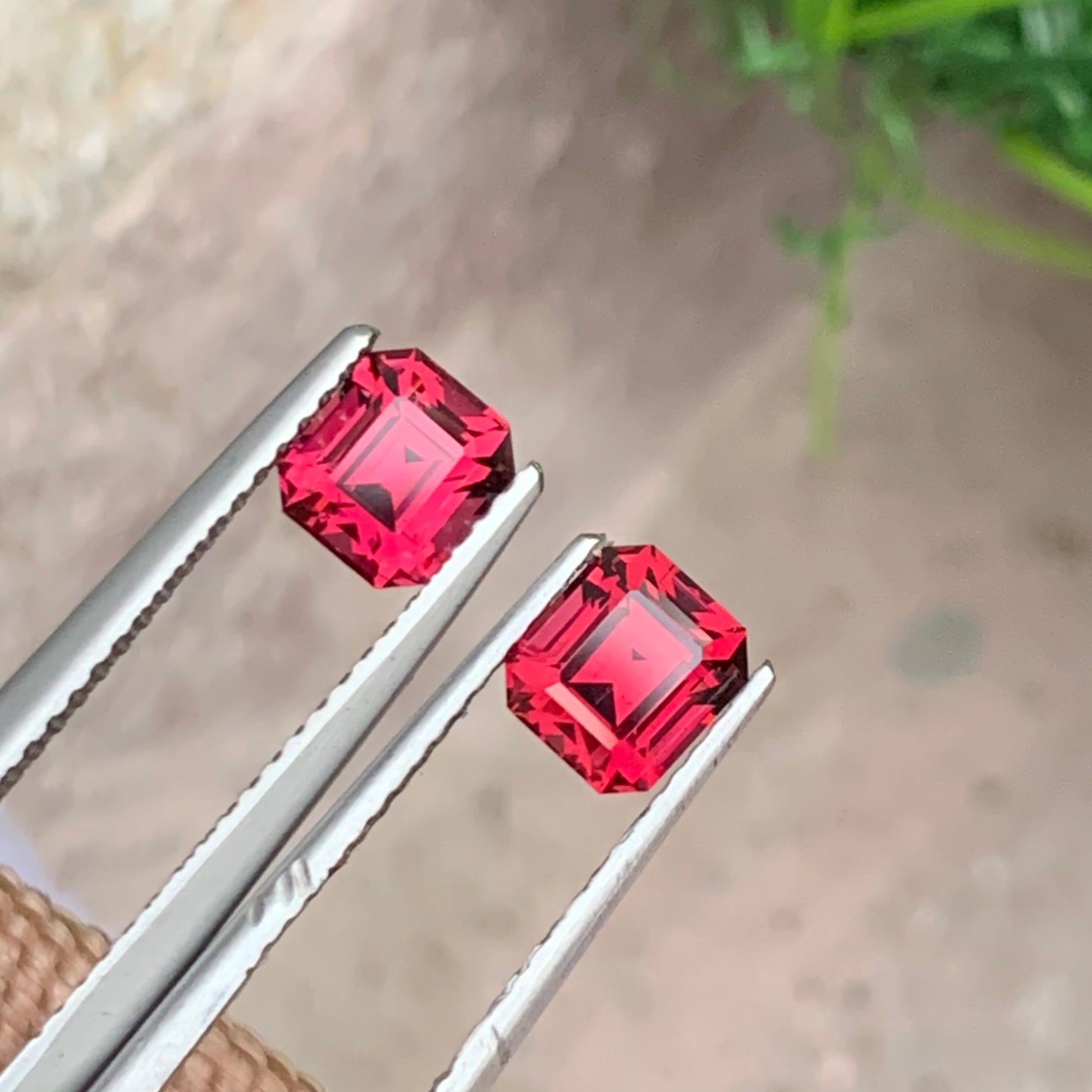 Pink garnet earrings Pair