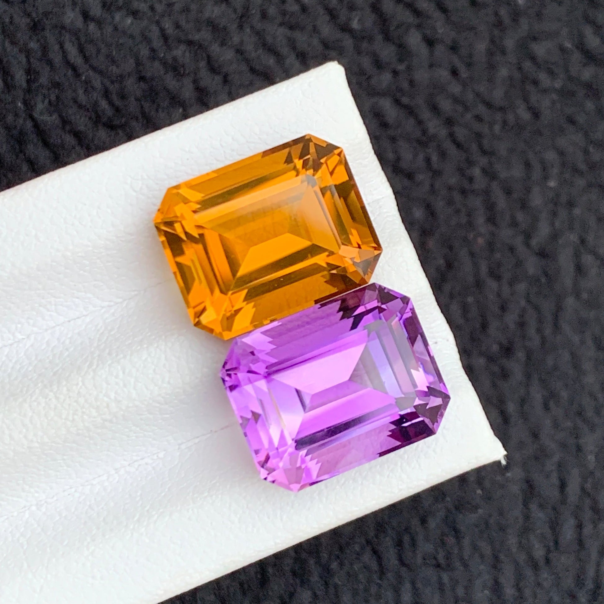 Reverse citrine amethyst Pair