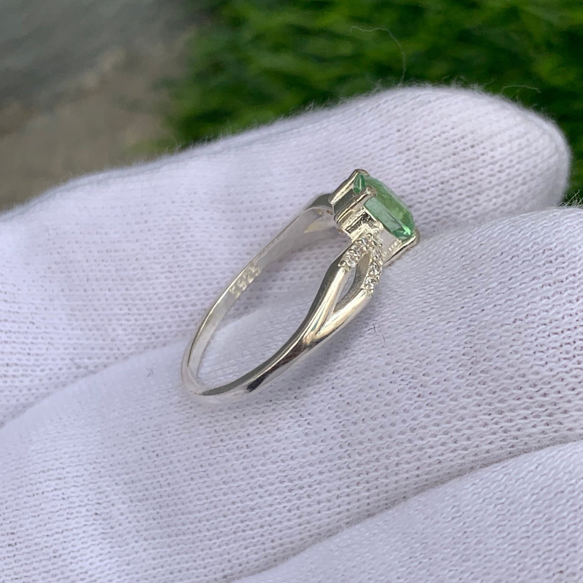 Apple green tourmaline ring