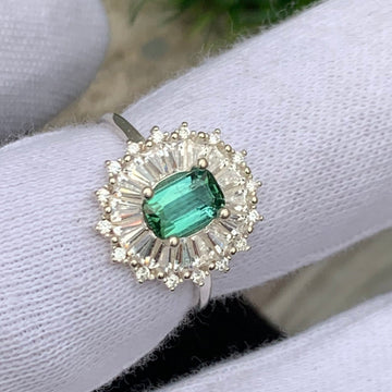 Bluish green tourmaline ring