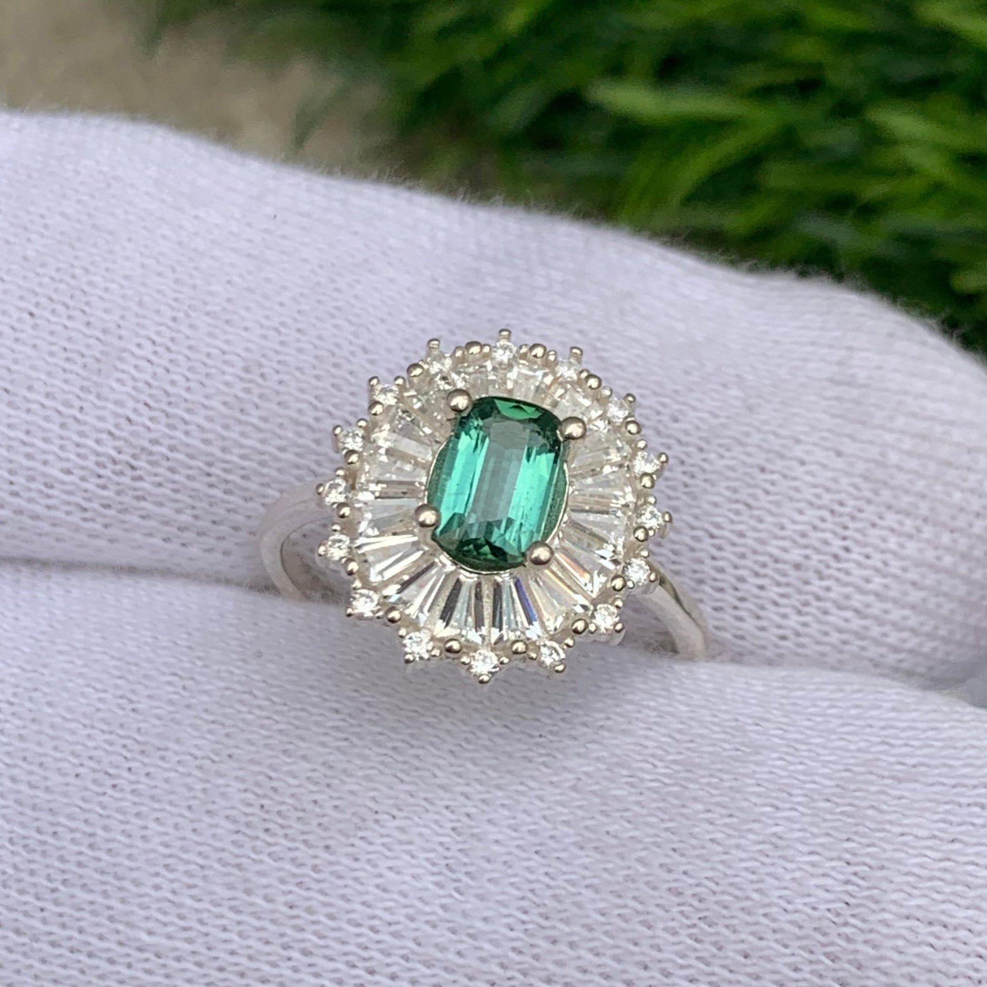 Mint green tourmaline ring