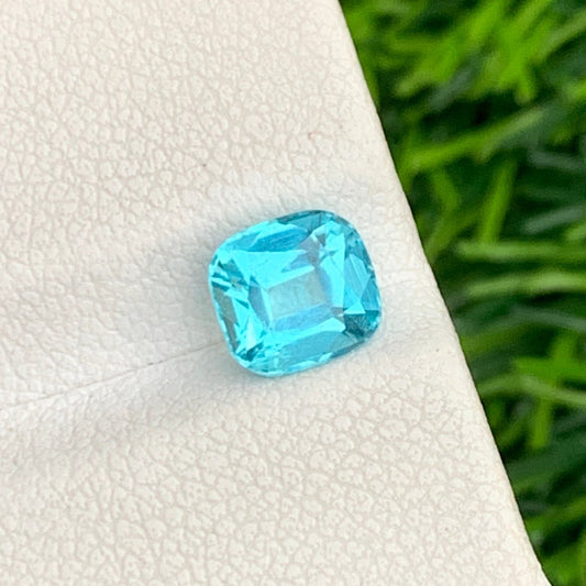 1.30 Carats Neon Blue Apatite, Natural Blue Apatite Stone Cushion Shape