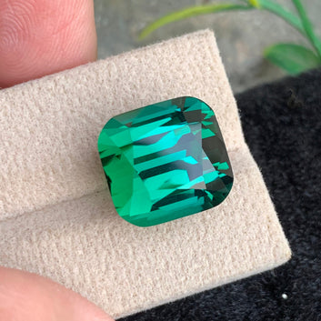 21.74 Carats Beautiful Bluish Green Tourmaline Gemstone with Cushion Cut from Afghanistan