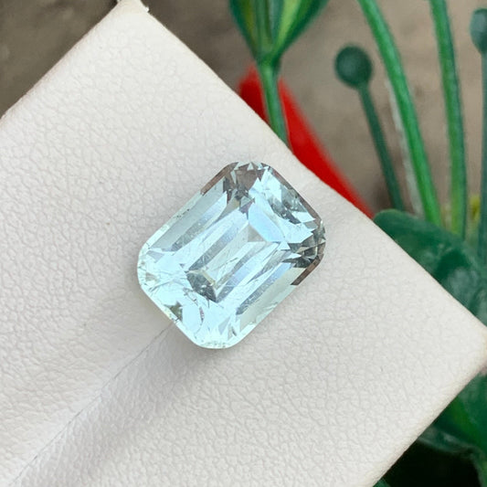 Faceted Sea Blue Aquamarine, Cushion Cut 4.60 Carats