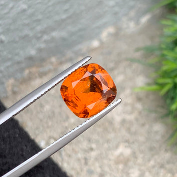 4.35 Carats Faceted Hessonite Garnet, Orange Garnet Cushion Cut