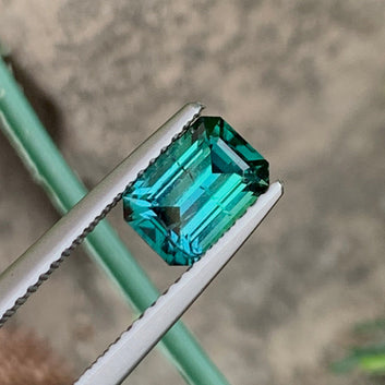 1.15 Carat Bluish Green Tourmaline – Natural Emerald Cut Gemstone from Afghanistan