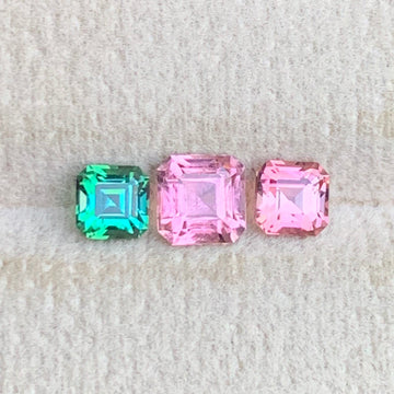 1.62 Carats Glamorous Tourmaline Ring Set with Asscher Cut, Afghan Tourmaline Jewelry Set
