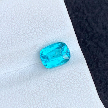 1.25 Carats Natural Blue Apatite Gemstone, Neon Blue Apatite Cushion Cut